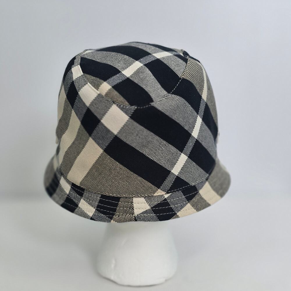 Burberry Nova Check Bucket Hat Leather Strap Brim NWT Size M - Picture 4 of 9